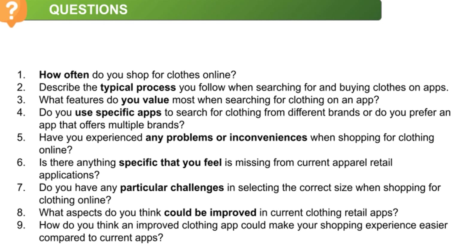 Case study of online clothing sales application